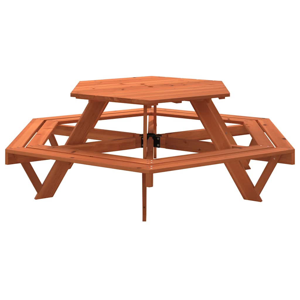Tavolo da Picnic per 6 Bambini con Panche Esagonale Legno Abete | homemem39