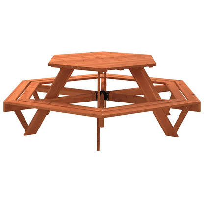 Tavolo da Picnic per 6 Bambini con Panche Esagonale Legno Abete | homemem39