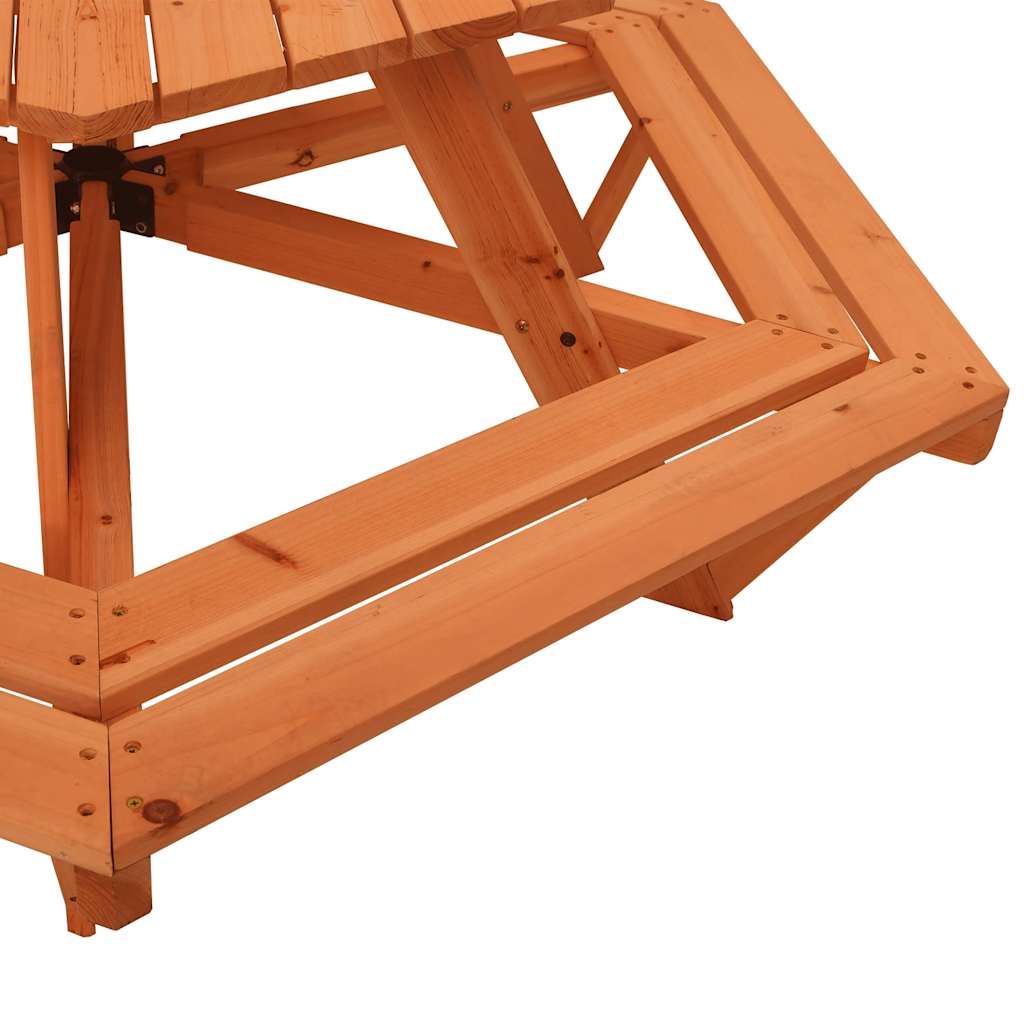 Tavolo da Picnic per 6 Bambini con Panche Esagonale Legno Abete | homemem39