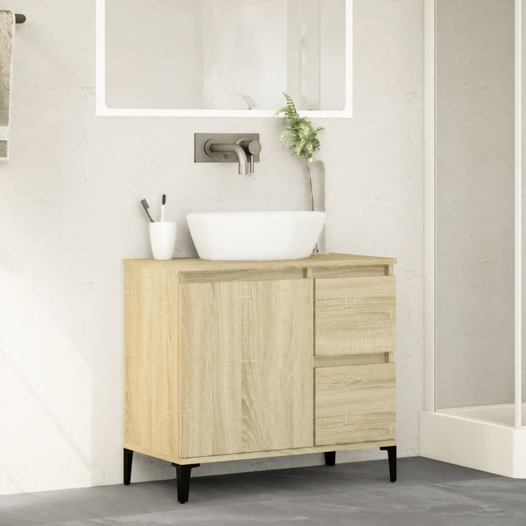 Armadietto da Bagno Rovere Sonoma 65x33x60 cm Legno Multistrato