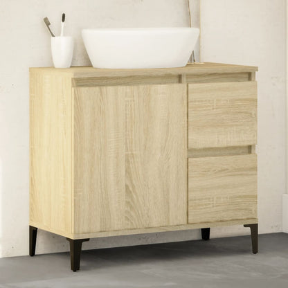 Armadietto da Bagno Rovere Sonoma 65x33x60 cm Legno Multistrato