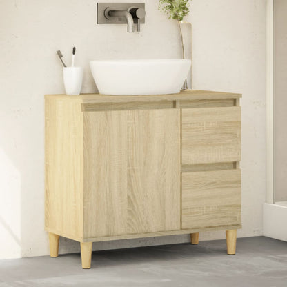 Armadietto da Bagno Rovere Sonoma 65x33x60 cm Legno Multistrato