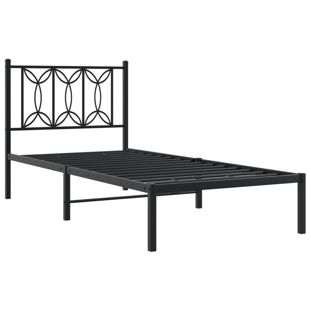 Giroletto con Testiera in Metallo Nero 90x200 cm | homemem39