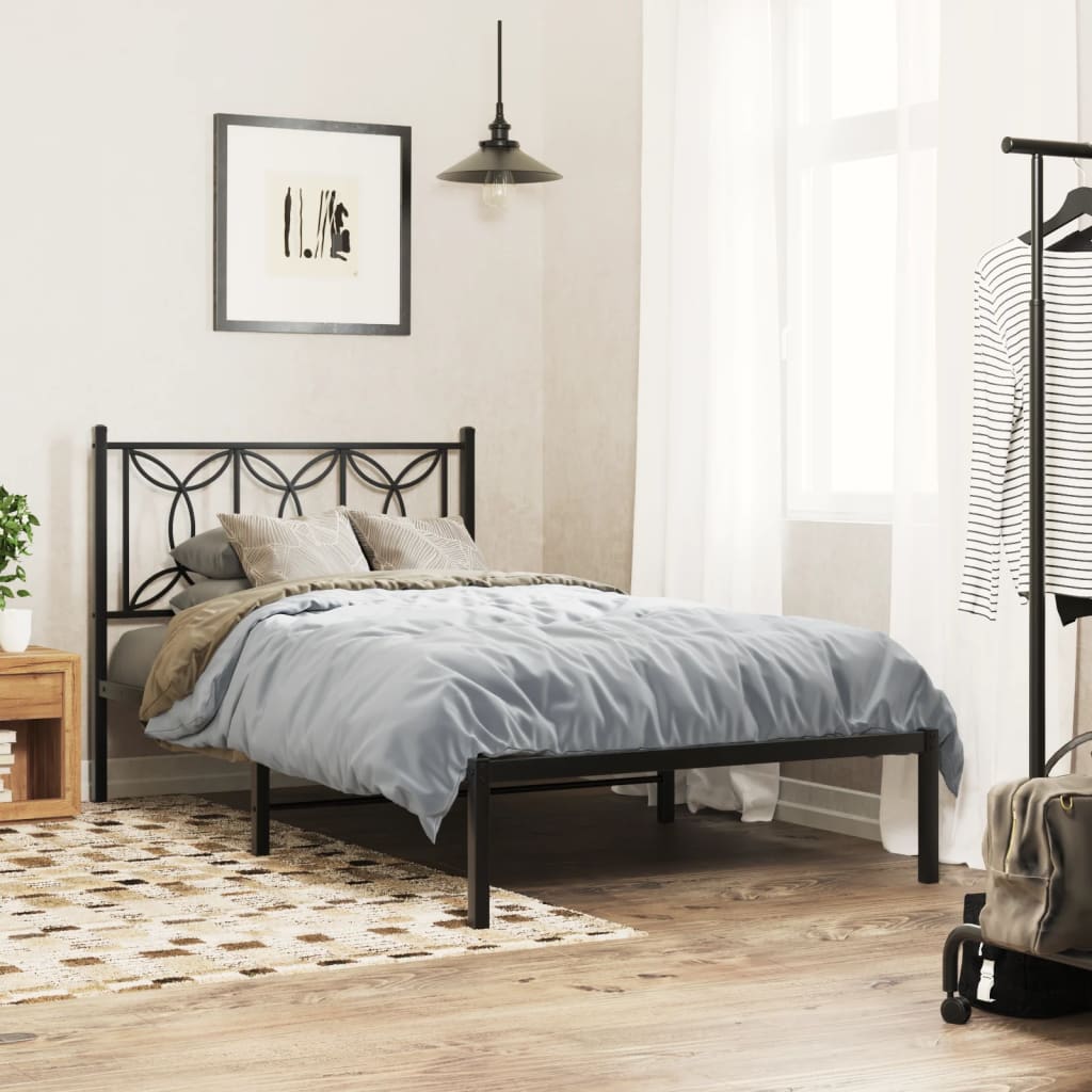 Giroletto con Testiera in Metallo Nero 100x190 cm | homemem39