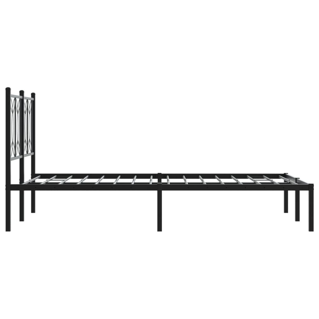 Bed frame with black metal headboard 120x190 cm