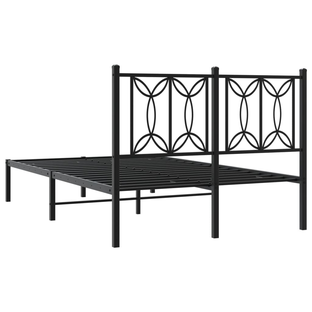 Bed frame with black metal headboard 120x190 cm