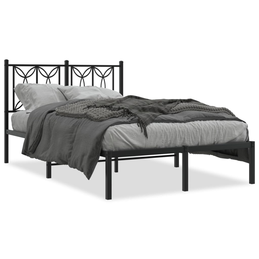 Bed frame with black metal headboard 120x190 cm