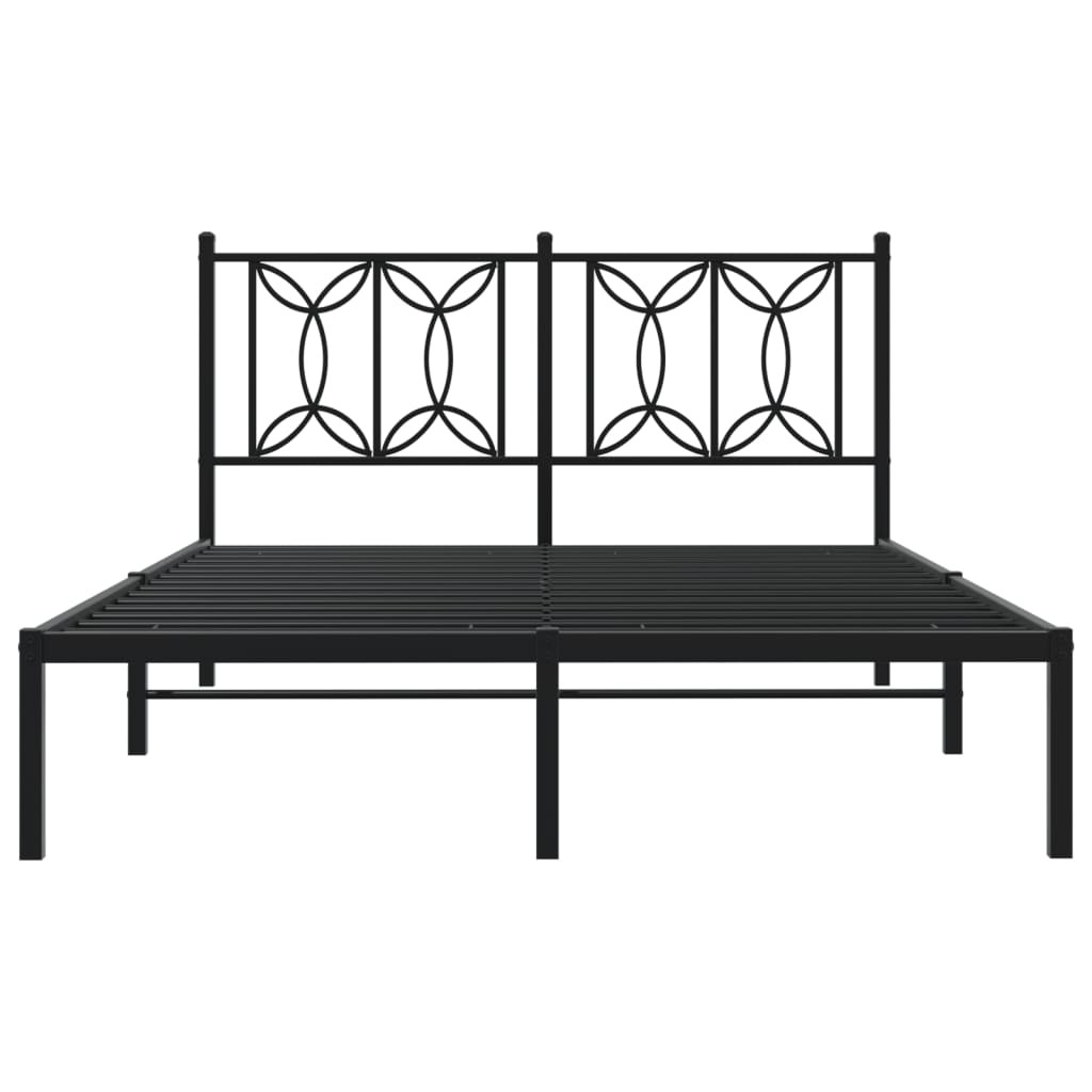 Bed frame with black metal headboard 135x190 cm