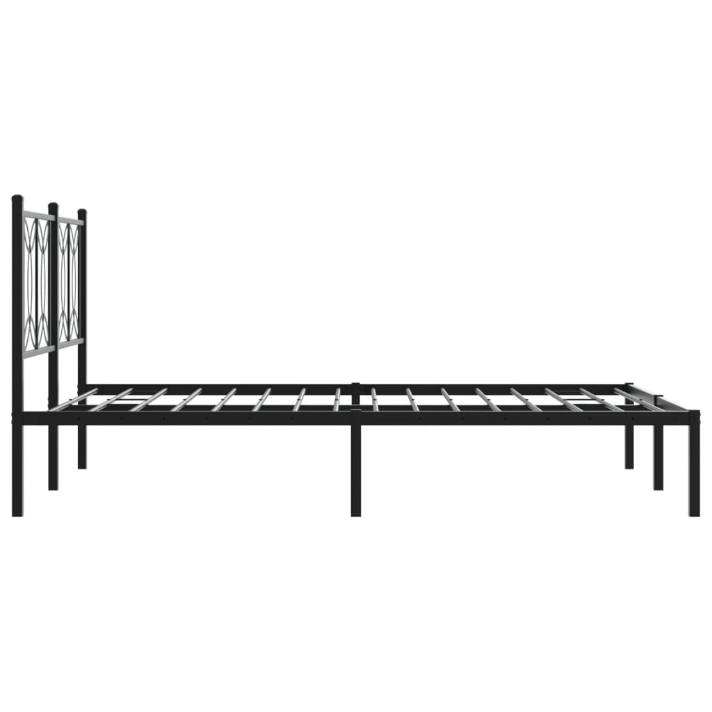 Bed frame with black metal headboard 135x190 cm