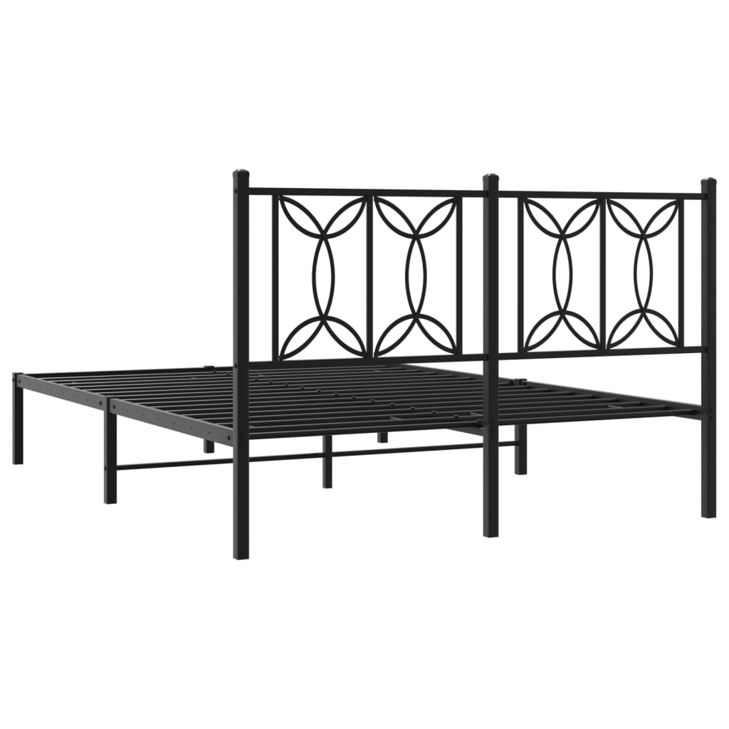 Bed frame with black metal headboard 135x190 cm