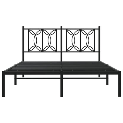 Bed frame with black metal headboard 140x190 cm