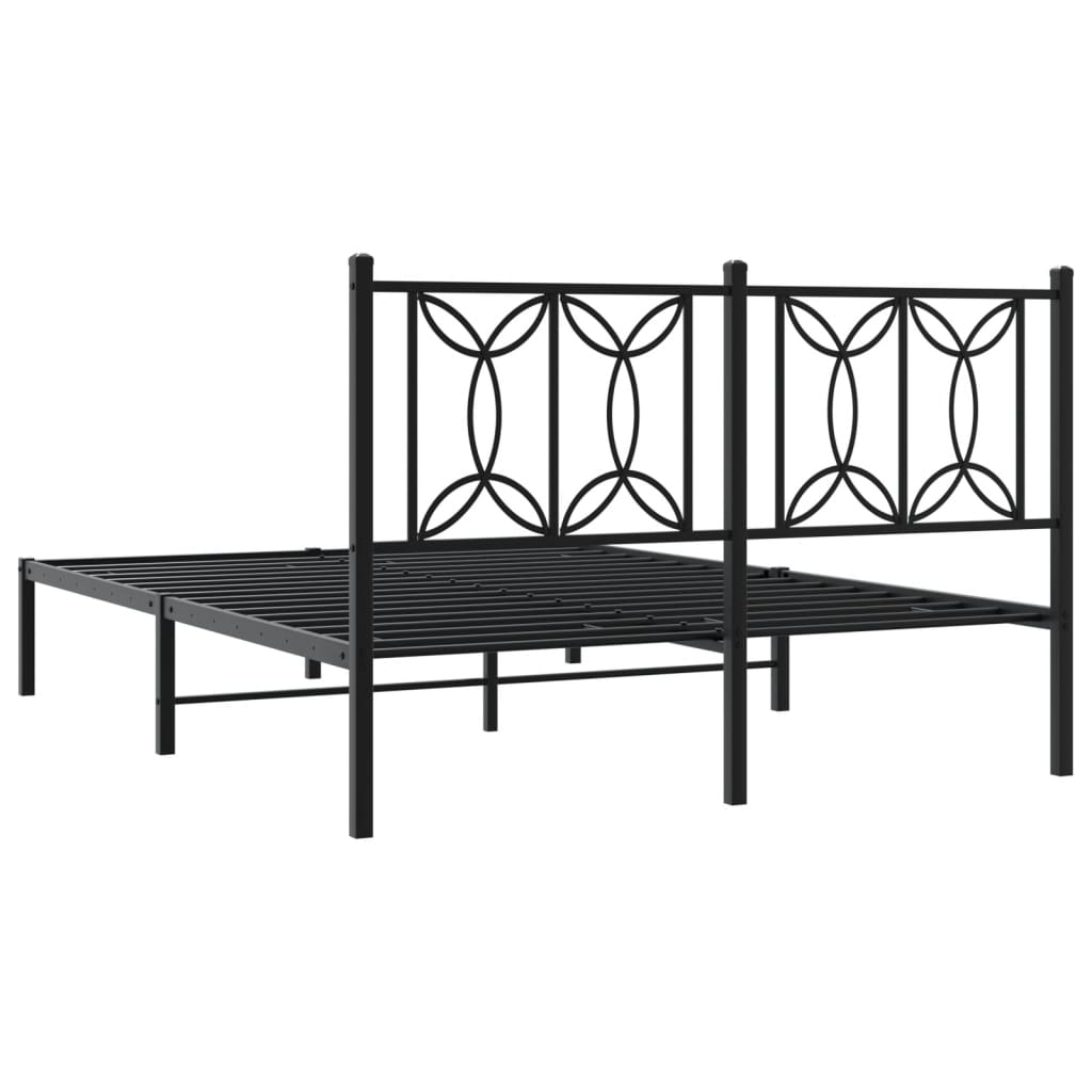Bed frame with black metal headboard 140x190 cm