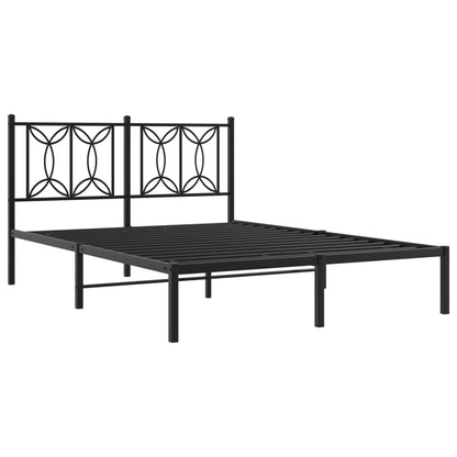 Bed frame with black metal headboard 140x200 cm