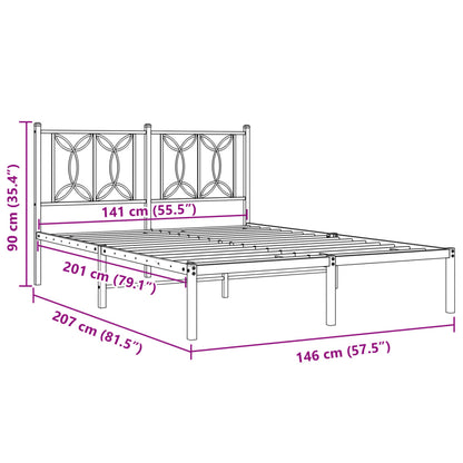 Bed frame with black metal headboard 140x200 cm