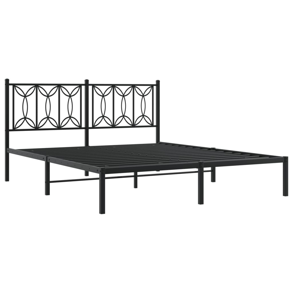 Bed frame with black metal headboard 150x200 cm