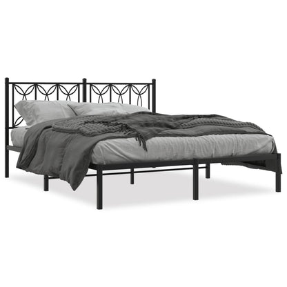 Bed frame with black metal headboard 150x200 cm