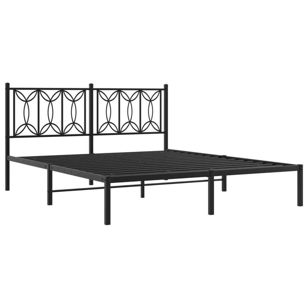 Bed frame with Black Metal Headboard 160x200 cm