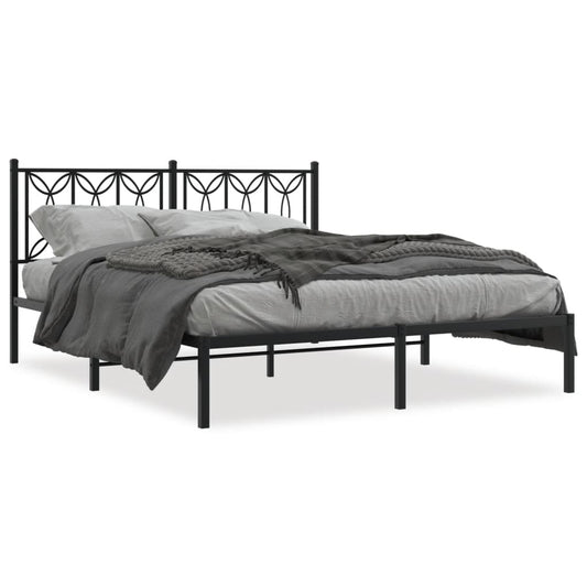 Bed frame with Black Metal Headboard 160x200 cm