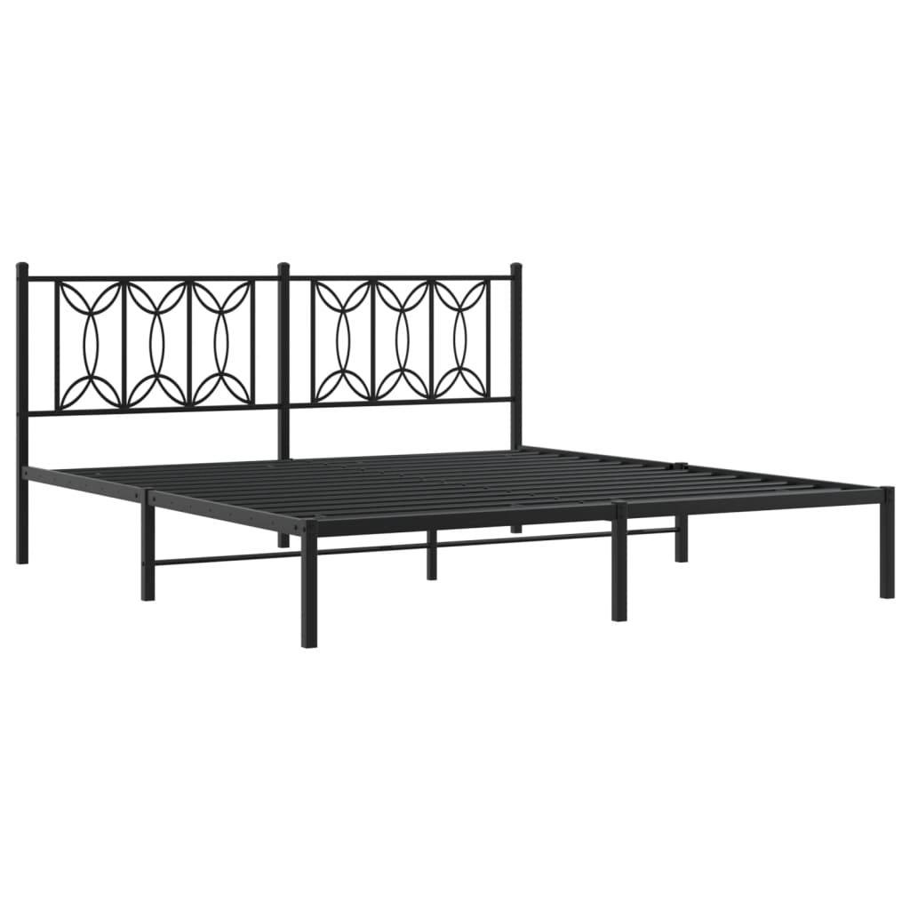 Bed frame with black metal headboard 180x200 cm