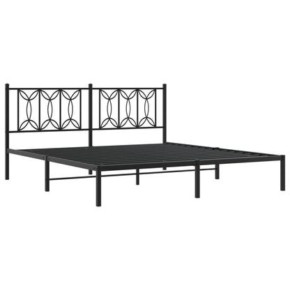 Bed frame with black metal headboard 180x200 cm