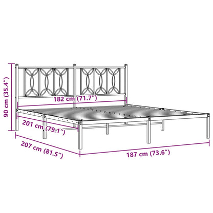 Bed frame with black metal headboard 180x200 cm