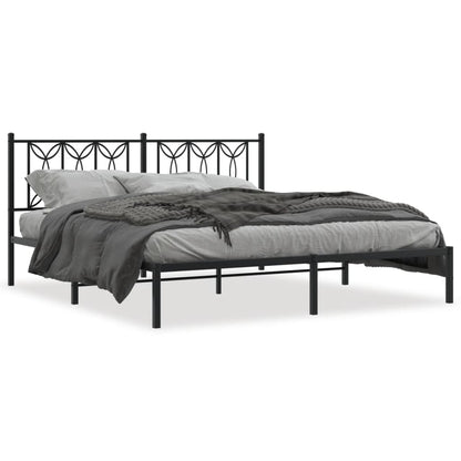 Bed frame with black metal headboard 180x200 cm