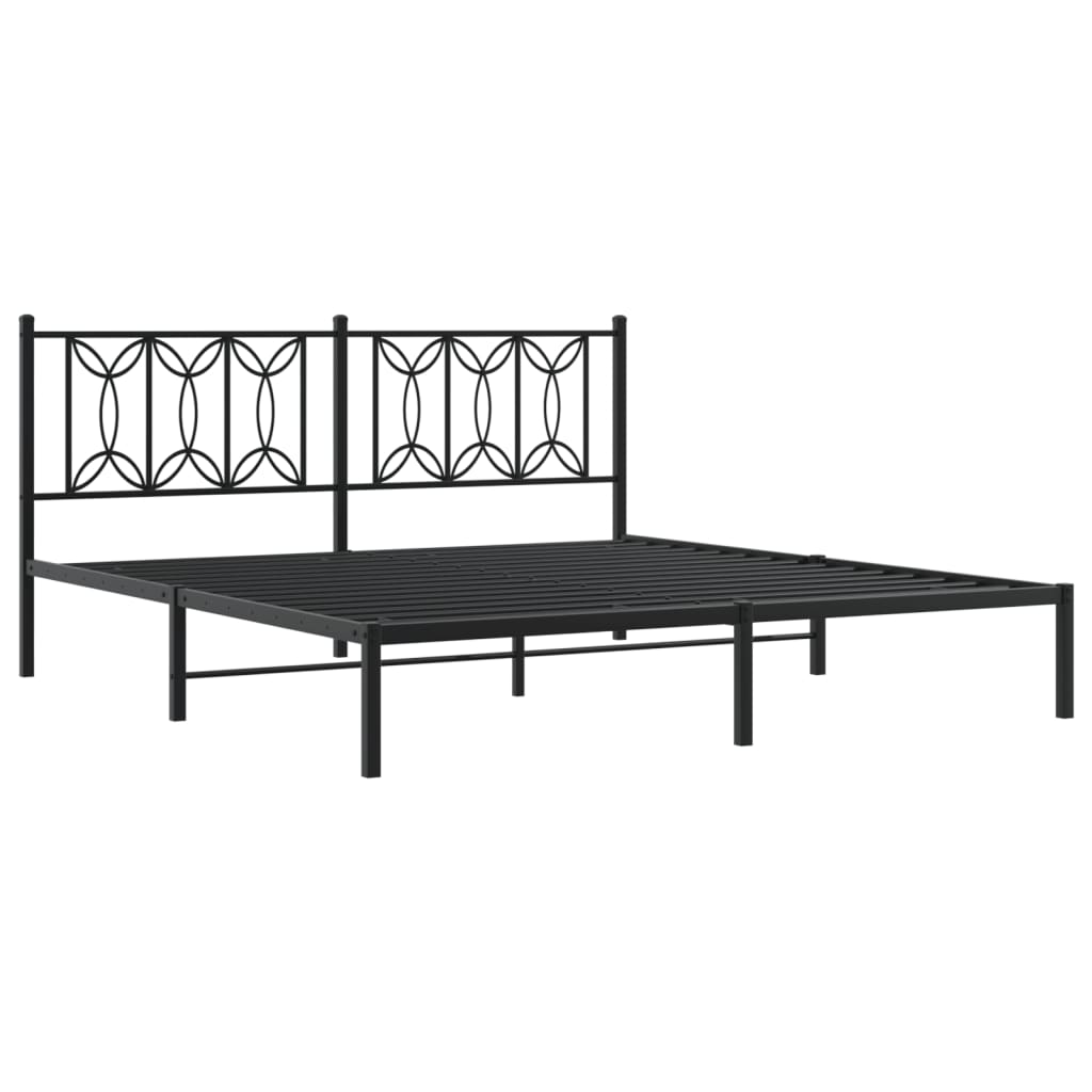 Bed frame with Black Metal Headboard 183x213 cm