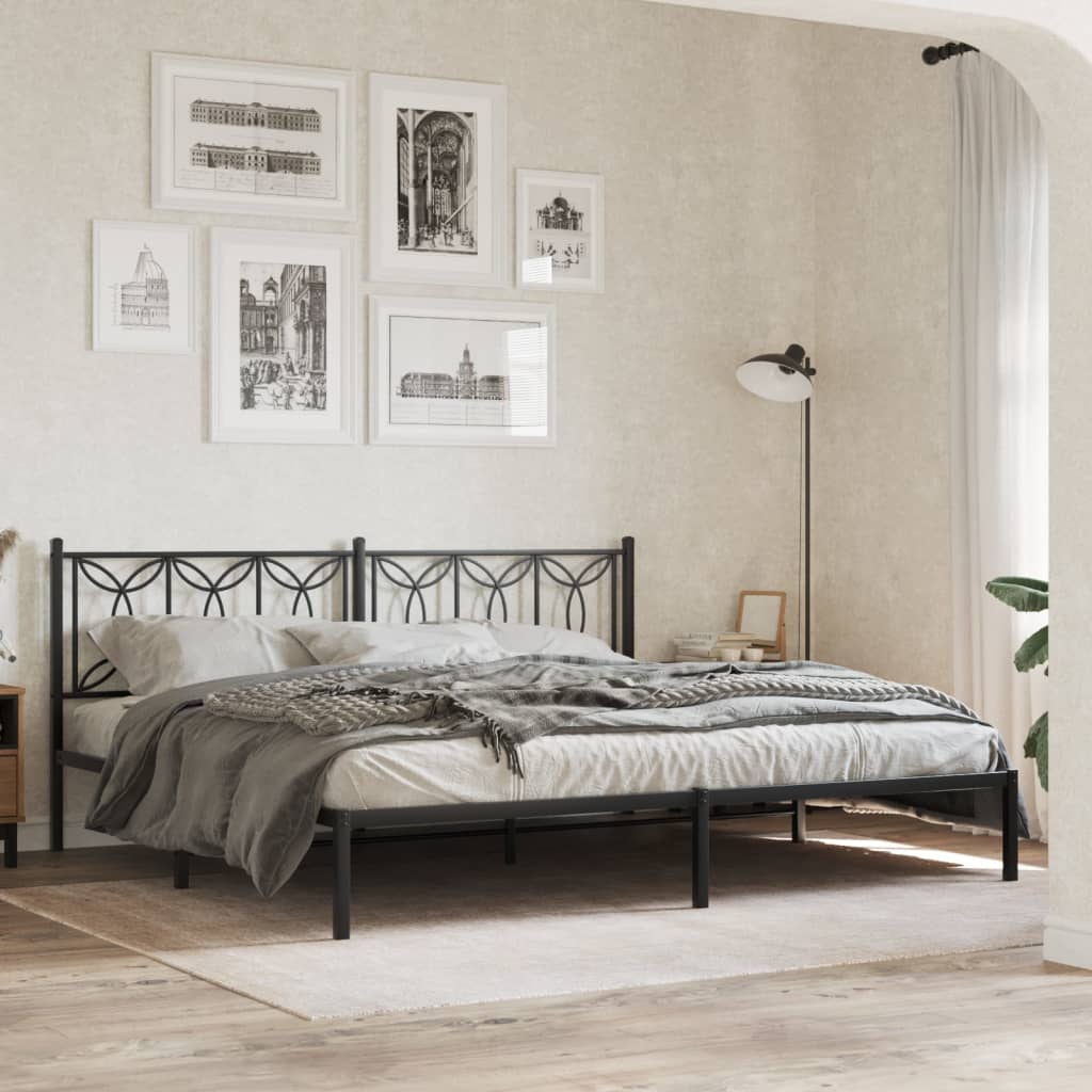 Bed frame with Black Metal Headboard 193x203 cm
