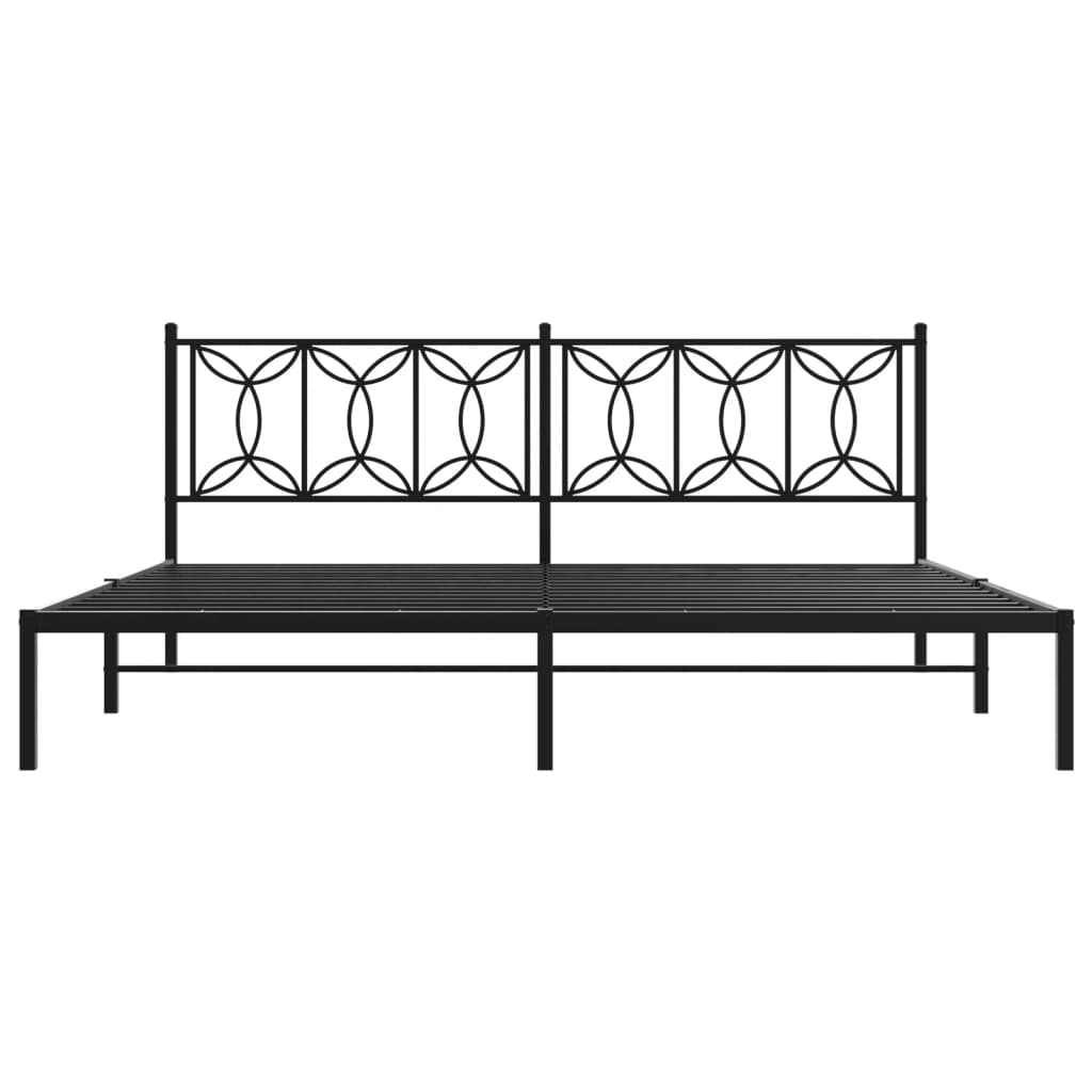 Bed frame with Black Metal Headboard 193x203 cm