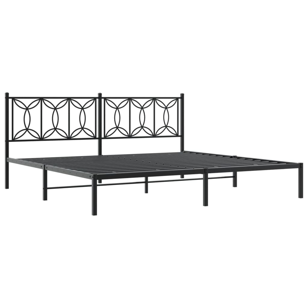 Bed frame with Black Metal Headboard 200x200 cm