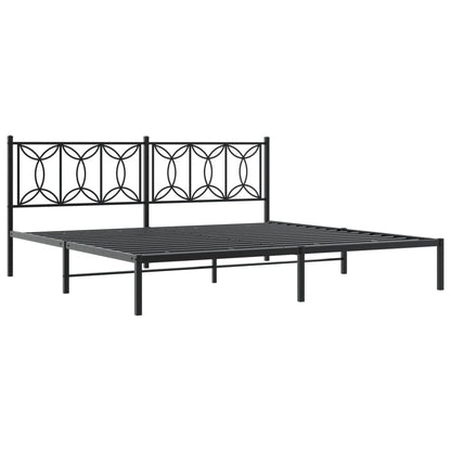 Bed frame with Black Metal Headboard 200x200 cm