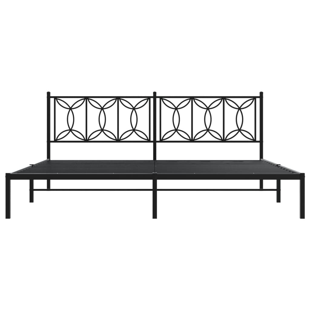 Bed frame with Black Metal Headboard 200x200 cm