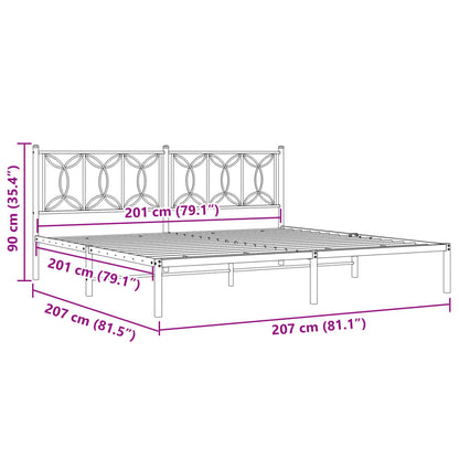 Bed frame with Black Metal Headboard 200x200 cm