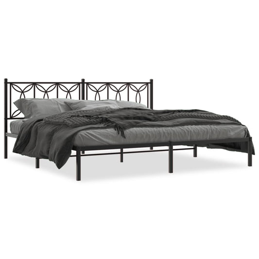 Bed frame with Black Metal Headboard 200x200 cm