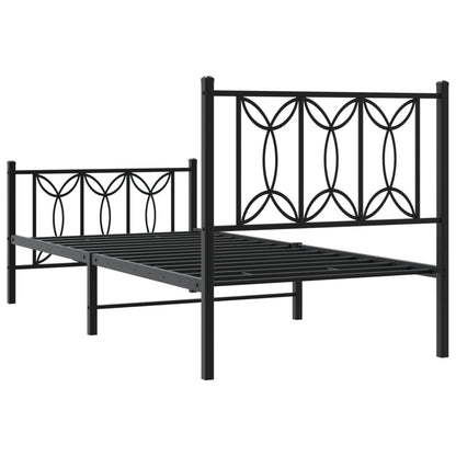 Giroletto con Testiera e Pediera Metallo Nero 75x190 cm | homemem39