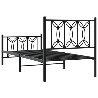 Giroletto con Testiera e Pediera Metallo Nero 90x200 cm - homemem39