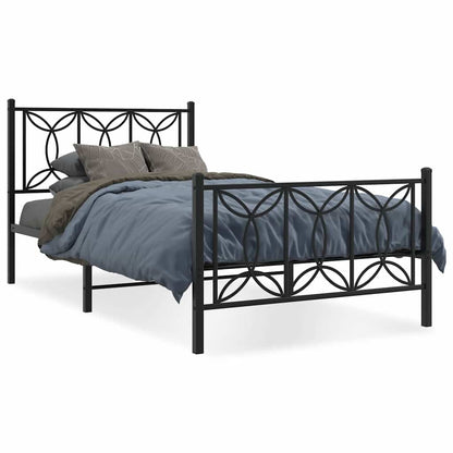 Giroletto con Testiera e Pediera Metallo Nero 100x200 cm | homemem39