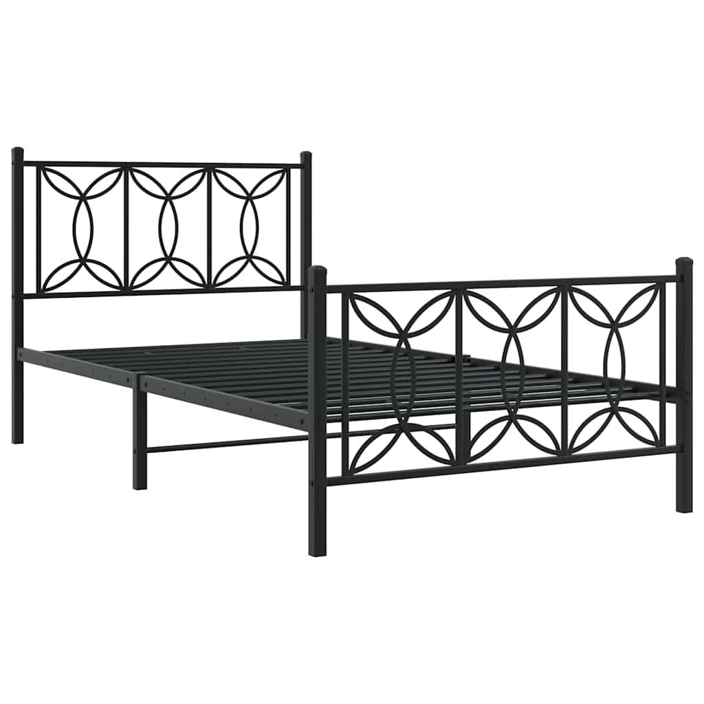 Giroletto con Testiera e Pediera Metallo Nero 100x200 cm | homemem39