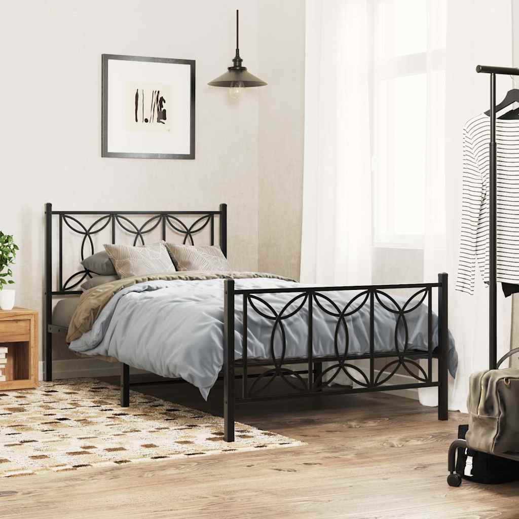 Giroletto con Testiera e Pediera Metallo Nero 100x200 cm | homemem39