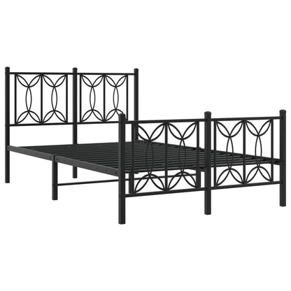 Bed frame with black metal headboard and footboard 120x190 cm