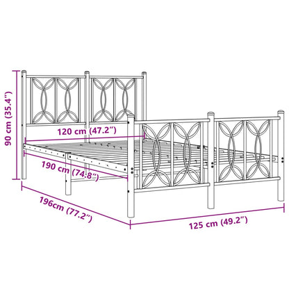 Bed frame with black metal headboard and footboard 120x190 cm