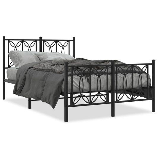 Bed frame with black metal headboard and footboard 120x190 cm