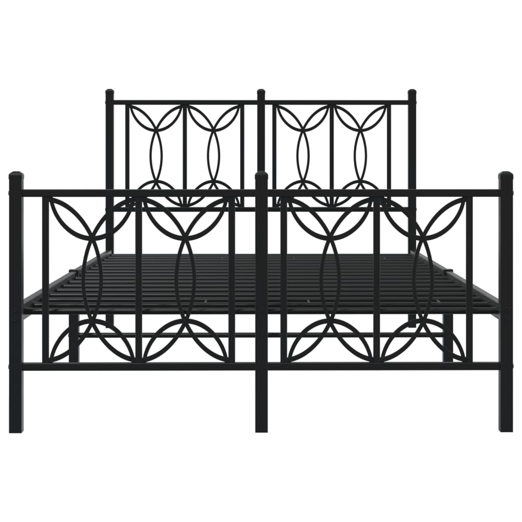 Bed frame with black metal headboard and footboard 120x200 cm