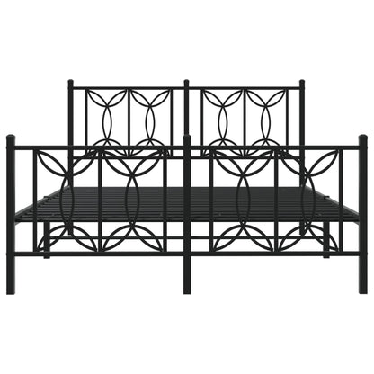 Bed frame with black metal headboard and footboard 135x190 cm