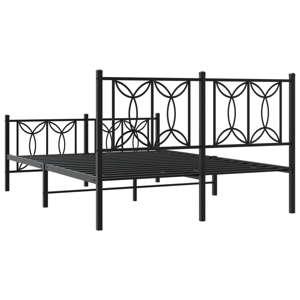 Bed frame with black metal headboard and footboard 135x190 cm
