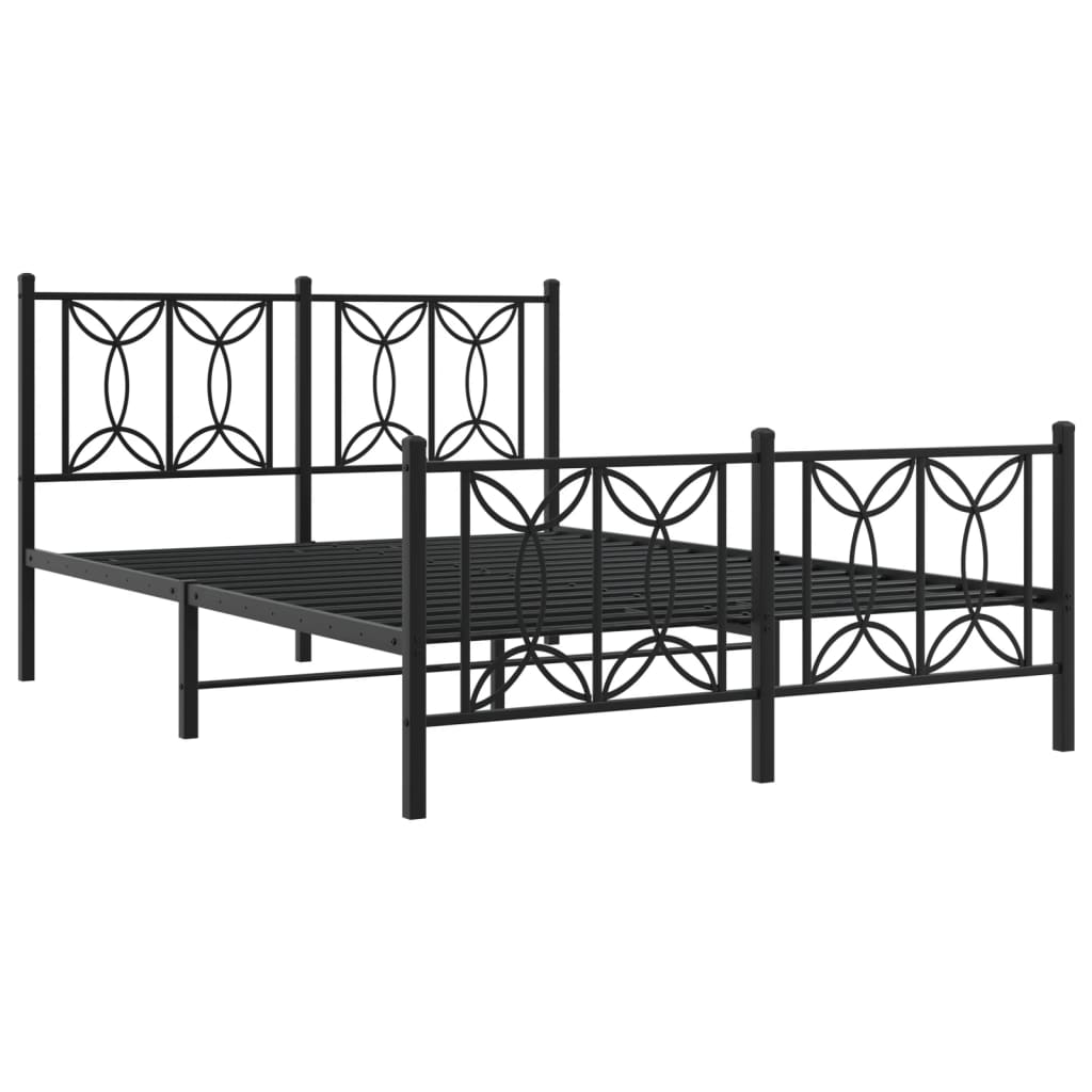 Bed frame with black metal headboard and footboard 140x190 cm