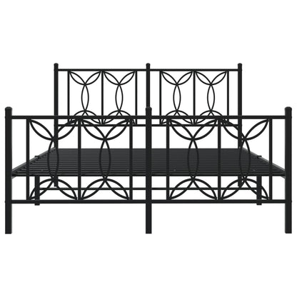 Bed frame with black metal headboard and footboard 140x190 cm