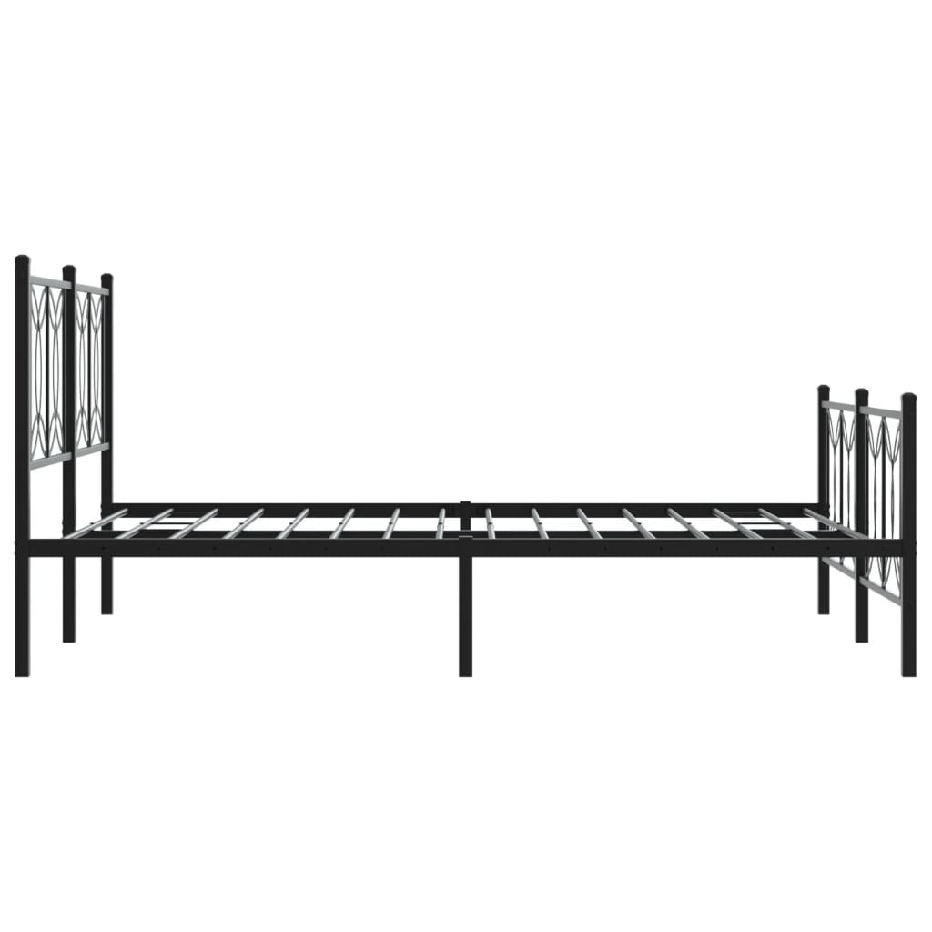 Bed frame with black metal headboard and footboard 140x190 cm