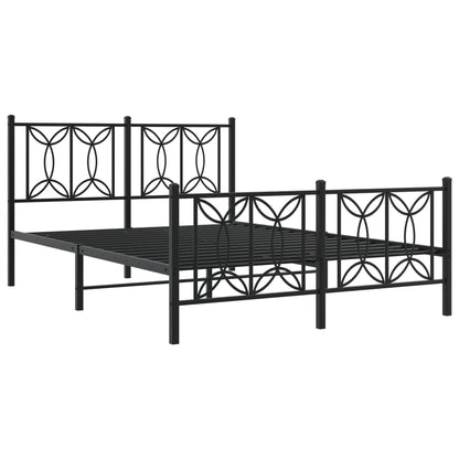 Bed frame with black metal headboard and footboard 140x200 cm