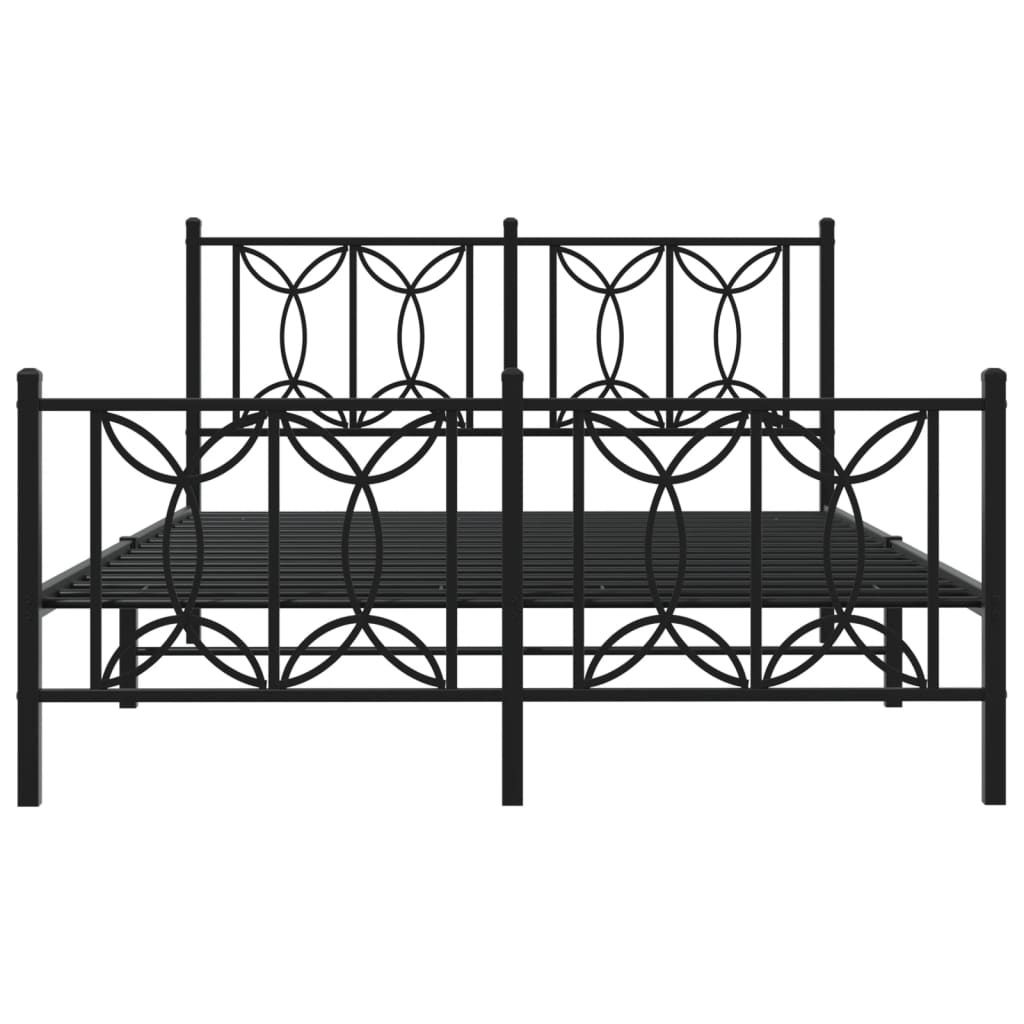 Bed frame with black metal headboard and footboard 140x200 cm